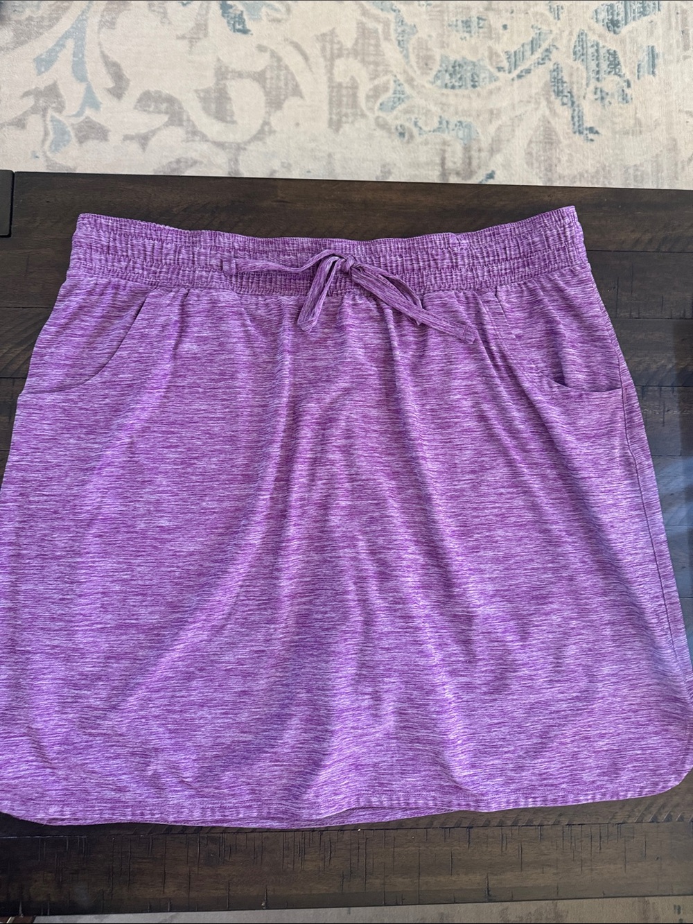 Duluth Trading Co Heathered Purple Drawstring A-Line Skirt